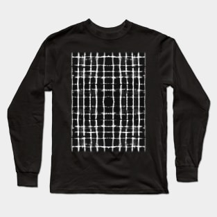 Shibori black horizontal and vertical stripes Long Sleeve T-Shirt